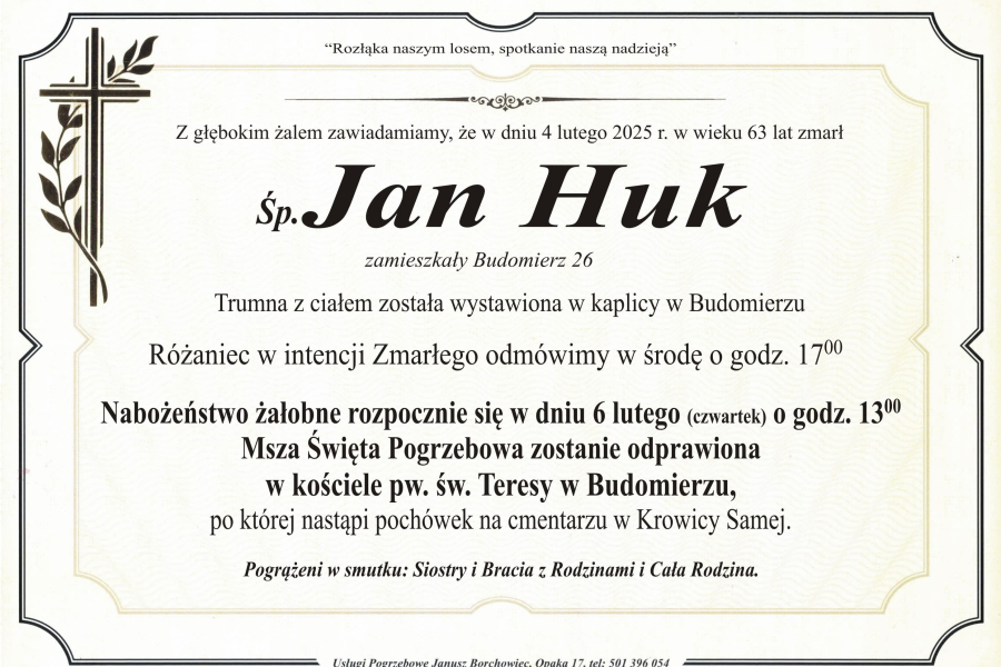 Zmarł Jan Huk [63 lata]